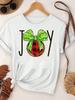 (Asian Size)  Merry Christmas Tee Top Festival New Year Holiday Casual Lovely Letter Cute 90s Women Print Lady Short Sleeve Fashion Graphic T-shirts