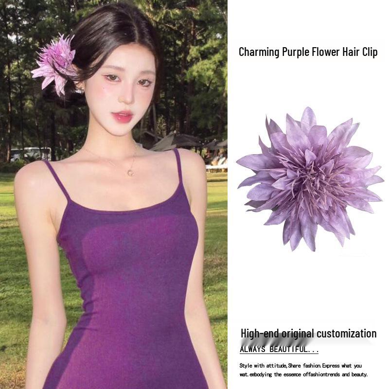 Yellow Frangipani Hibiscus Hair Clip - Tropical Beach Vacation Accessory