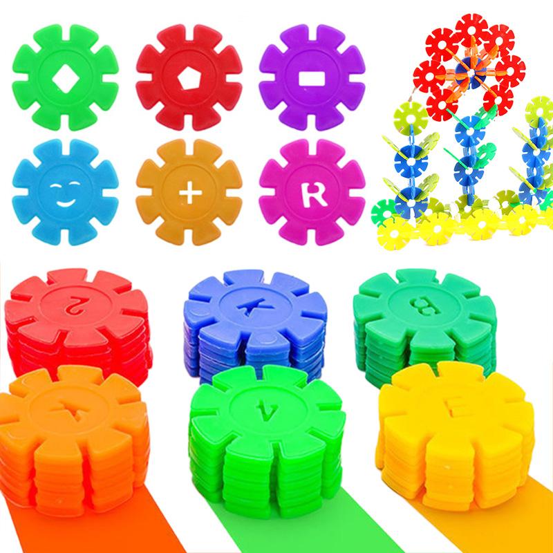 60/100/200pcs Children Snowflake Building Blocks Toys DIY Construction Kindergarten Game Assembly Educational Toy Kids Gift TMZ