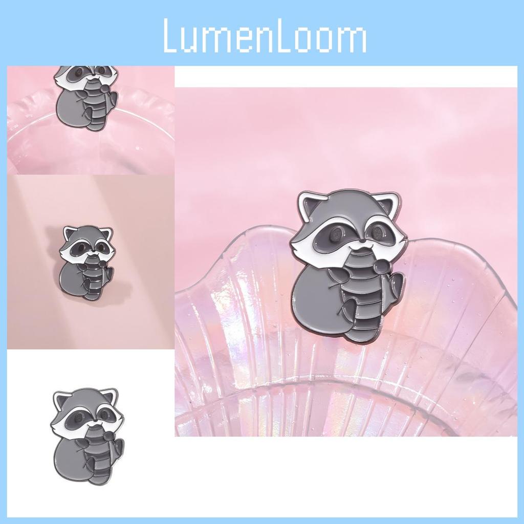 Cute Adorable Cartoon Raccoon Shaped Brooch Funny Unique Animal Alloy Badge Accessory