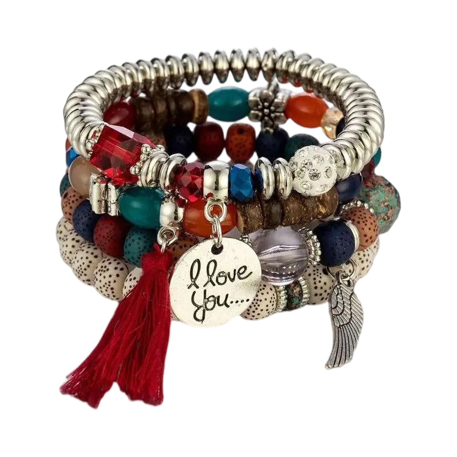 Многослойный браслет из бусин One Size золотой