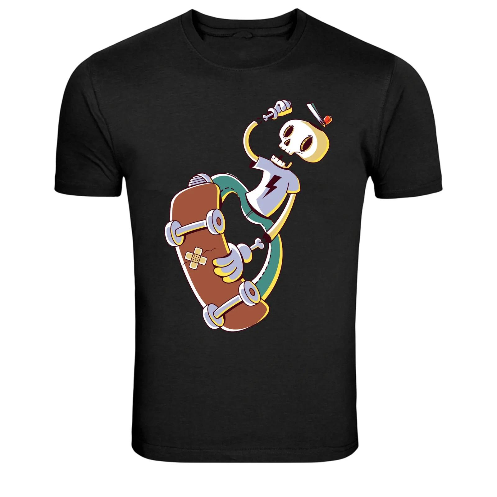 Футболка с графическим принтом  Череп Скейтборд Трюк  L