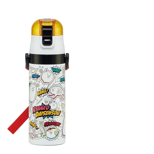 

Skater Kids Water Bottle, Direct Drinking, 470ml, The Battle Cats Design, 26, for Boys and Girls, Insulated, Stainless Steel, Lightweight, Sports B