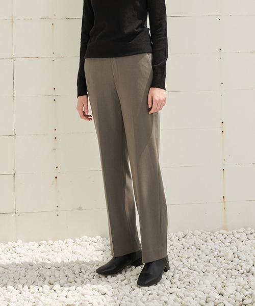 210EDIT Women'S Comfy Semi-Wide Elastic Waist Slacks_Zc3Pt171_Khk