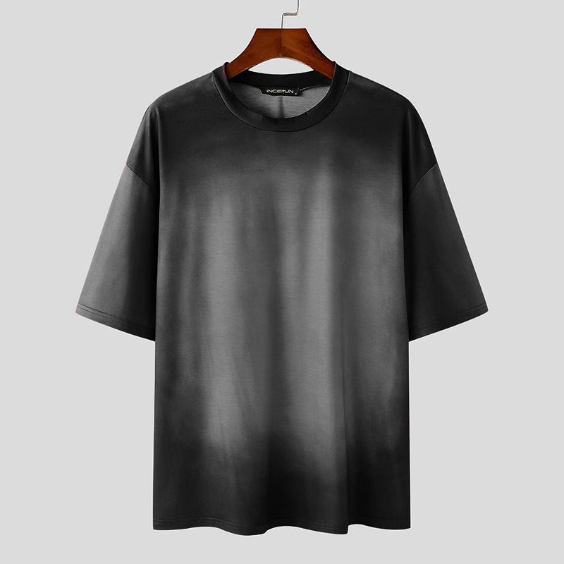 

INCERUN Oversized Men Round Neck Short Sleeve Gradient Casual Loose T-Shirts Tops 2XL серый