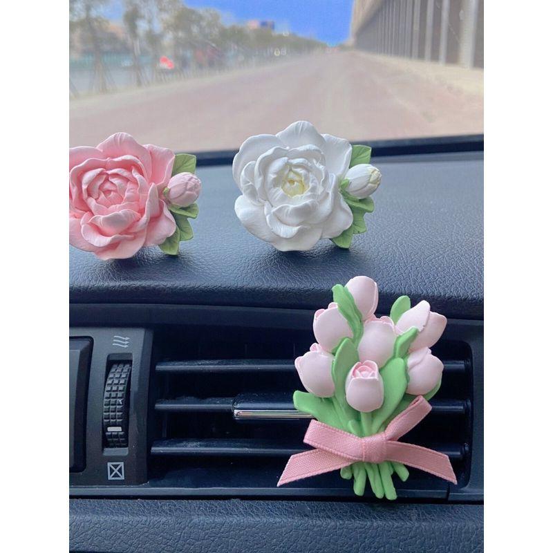 Ins Car Air Freshener Vent Decoration High-End Jasmine Aroma Diffuser Stone Tulip Car Perfume Popular for Women