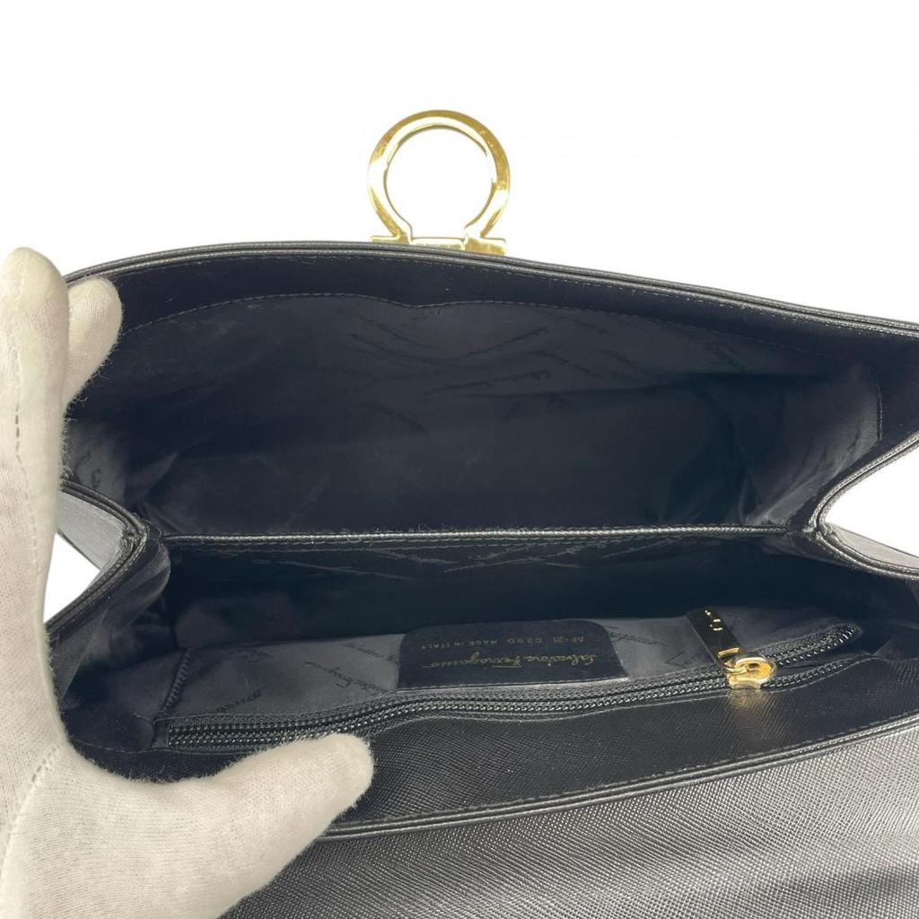 Salvatore Ferragamo 2WAYShoulder Bag Gancini Handbag leather black Women Used