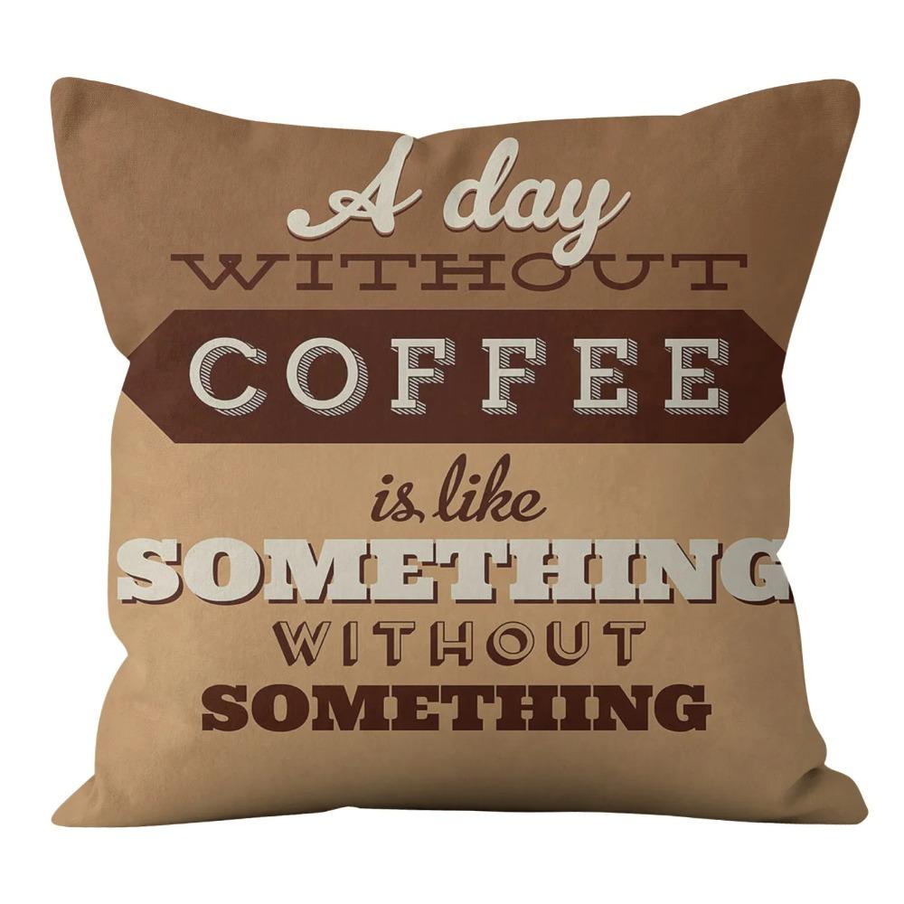 Brown Cushion Cover Coffee Alphabet Strap    Printed Pillow  Sofa Car Office