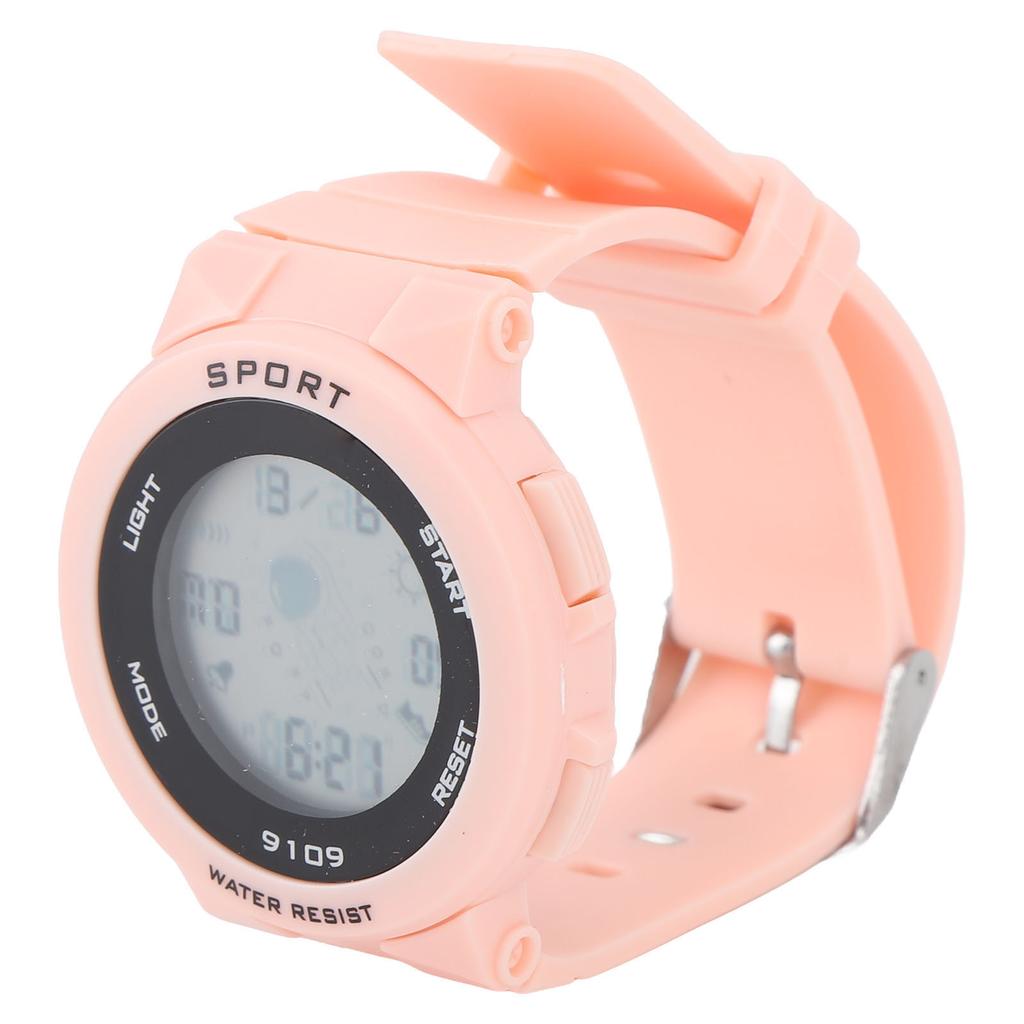 Kids Watch Waterproof Fashionable Luminous Alarm Multifunctional Electronic Watch for Outdoor Sports Light Pink