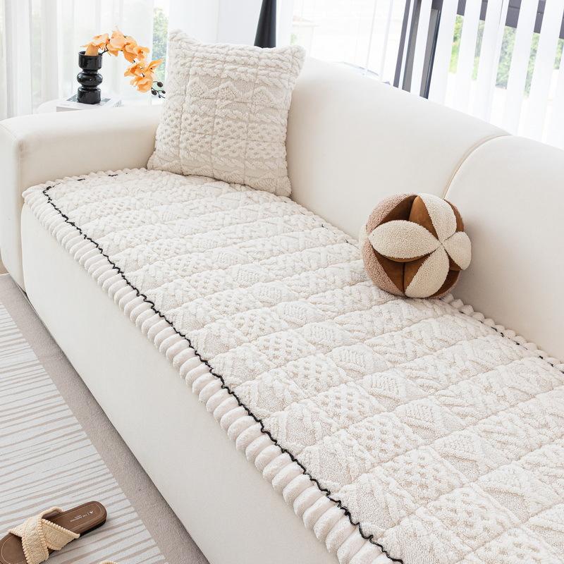 Straight Sofa Cover Cloth Thickened Warm Anti Slip Anti Cat Scratch Sofa Cushion Cover Simple Autumn and Winter New Style