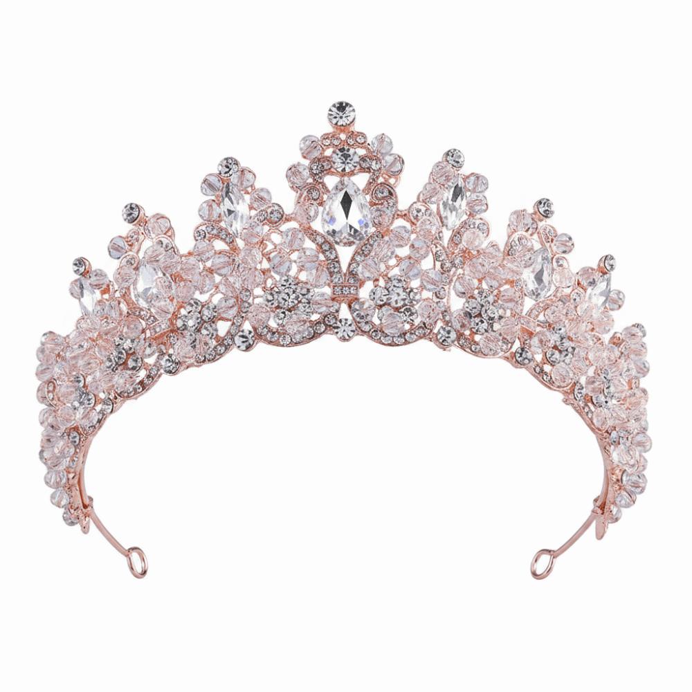 Exquisite Crystal Crown Handmade Baroque Headpiece Beaded Headpiece Bridal Tiara  Prom