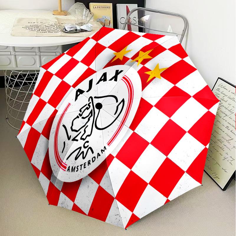 Ombrello Pieghevole Automatico con Stemma Ajax Amsterdam - Ombrello da Viaggio a 8 Stecche con Apertura/Chiusura Automatica e Portatile, Regali per Vacanze o Compleanni