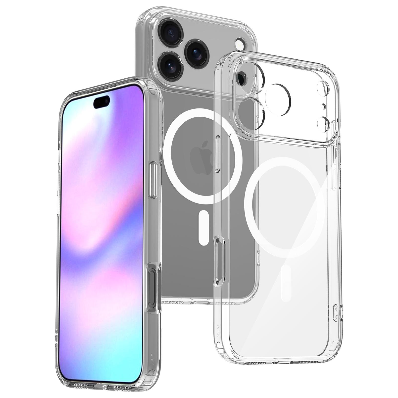 

For Apple 17 Promax Magnetic Mobile Phone Case with Fine Holes and Transparent for IPhone 16 Wireless Charging Protection 15 Hard Case For iPhone 17 pro max