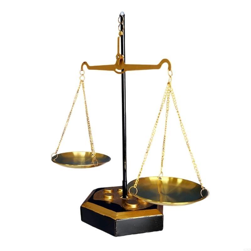 62KD Decorative Metal Weight Scale Sculpture Desktop Ornament for Home Decors Accent
