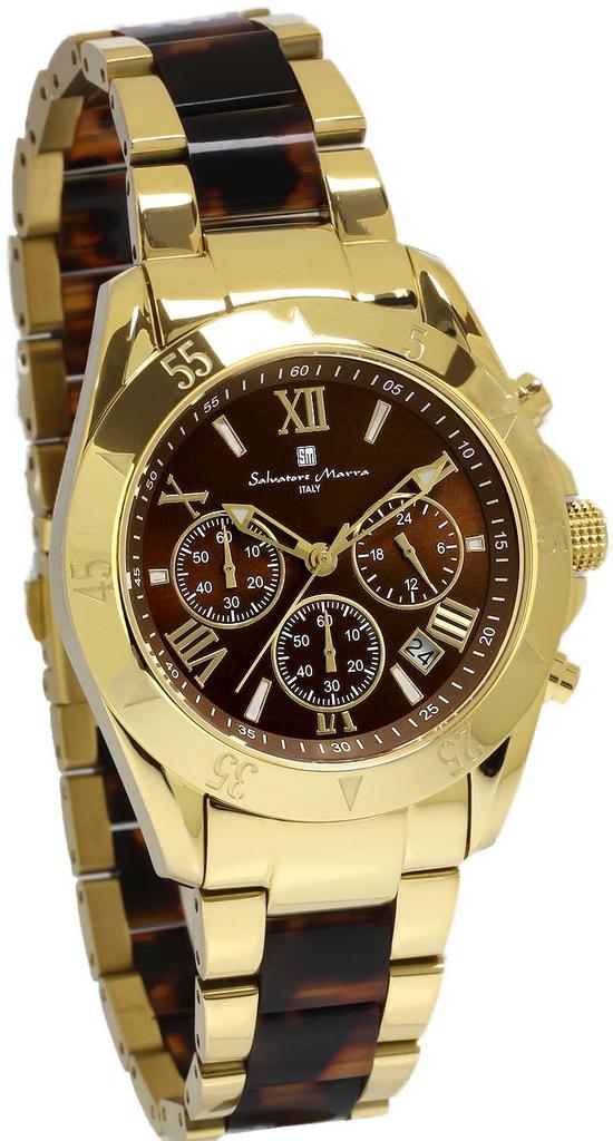 Salvatore Marra Chronograph Acetate Combination 20th Anniversary Limited Brand Watch Gold Brown [Salvatore Marra] Men's Watch, Strap, Edition,