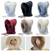 Versatile Balaclava Hat Imitation Mink Wool Drawstring Design Knitted Hat Warm Cold-proof Pullover Hat Autumn Winter Women Wear