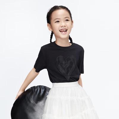 Little MO&Co. Kids' Girls' Pure Cotton Love Heart Short Sleeve T-Shirt