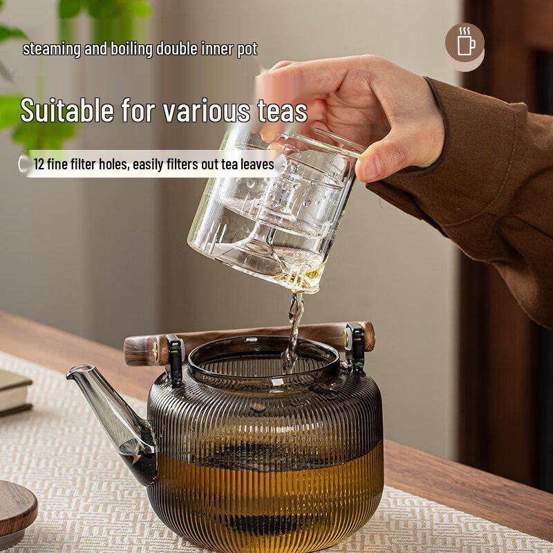 ZISIZ Thickened Glass Boiling Tea Pot with Handle