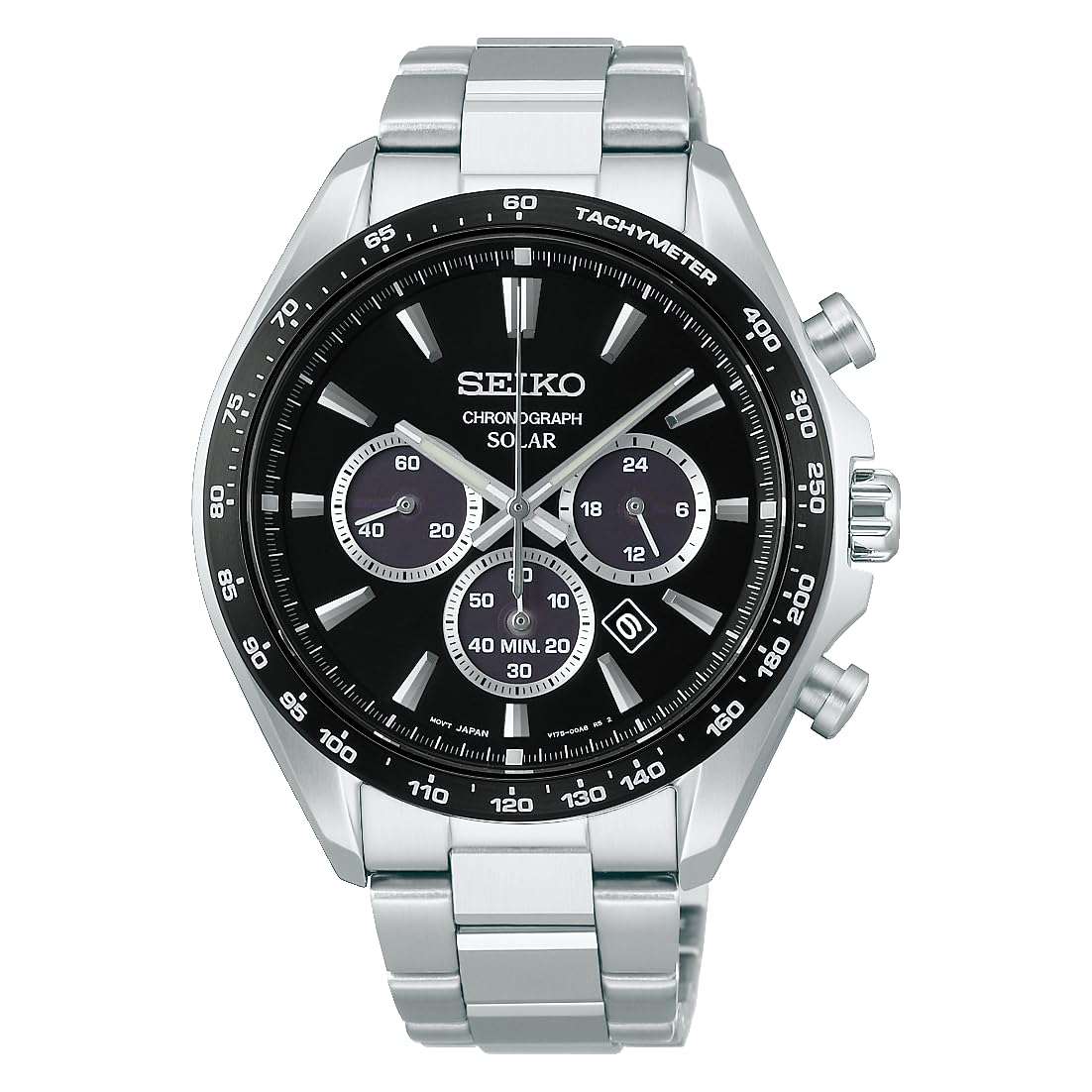 

Мужские солнечные часы-хронограф Seiko Selection SBPY185 Календарь даты 24-часовая стрелка Черный Серебристый Серия S