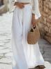 Women Summer Solid Color Loose Wide Leg Casual Long Pants