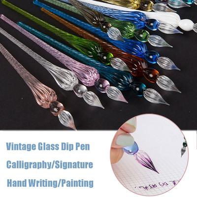 1PC Art Calligraphy Dipping Signature Fountain Pen Painting Supplies Filling Ink Glass Dip Pen