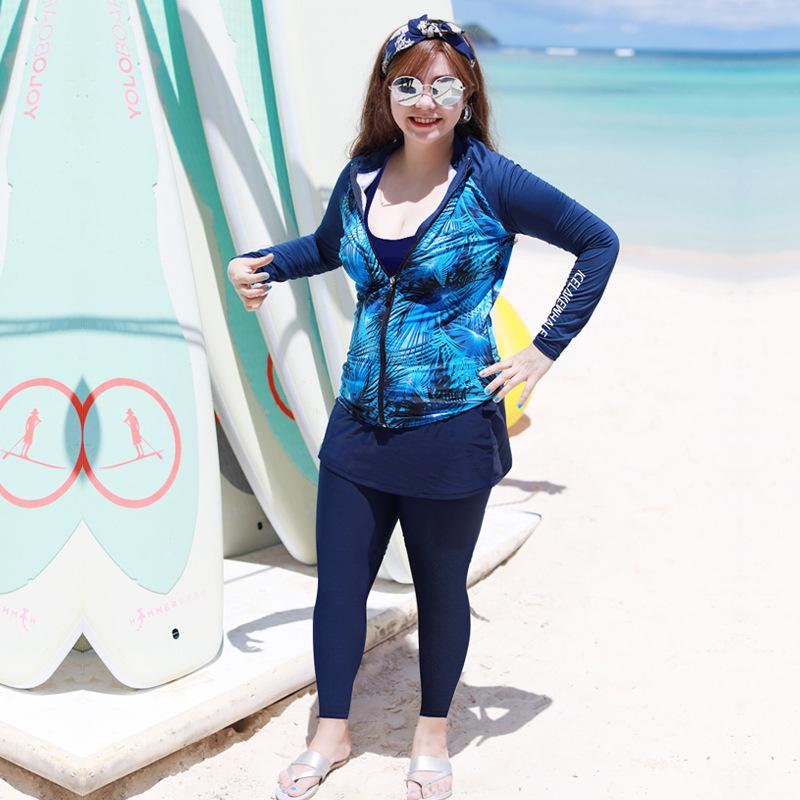 Women's Plus Size Long Sleeve Slimming Jellyfish Wetsuit - Conservative Sun Protection Swimwear