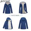 BITCED Women's Spring/Autumn Hooded Trench Coat with Fleece Lining and Water-Repellent Finish Long-Sleeved Zip-Up Cardigan
