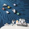 Children's Balance Ability Montessori Toy Wooden Astronaut Button Beaded Blocks Stacking Game Kids Educational Toy Gift with Box