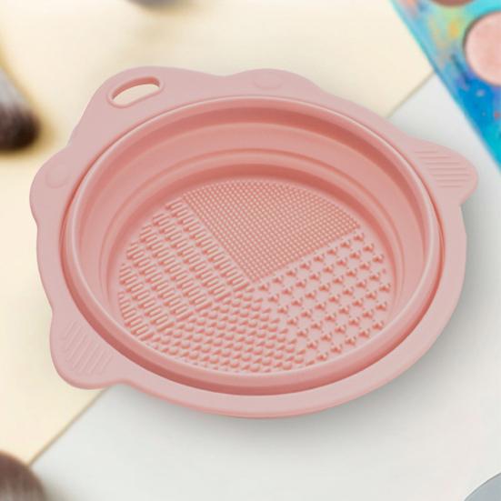 Foldable Makeup Brush Cleaner Bowl Portable Silicone Cosmetic Brushes Powder Puffs Makeup Sponges Cleaning Tool