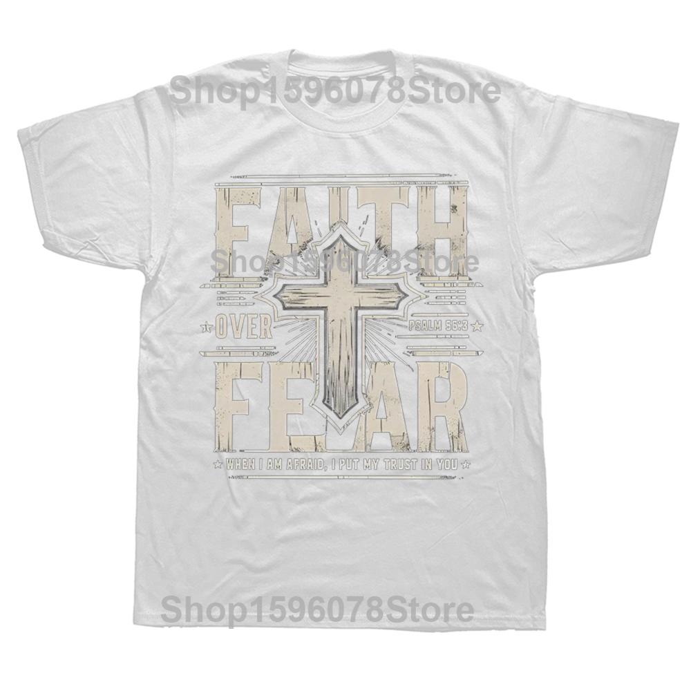 Magliette Grafiche Cristiane Divertenti Fede Sopra la Paura Uomo Donna Moda Casual T-shirt 100% Cotone Larga Oversize