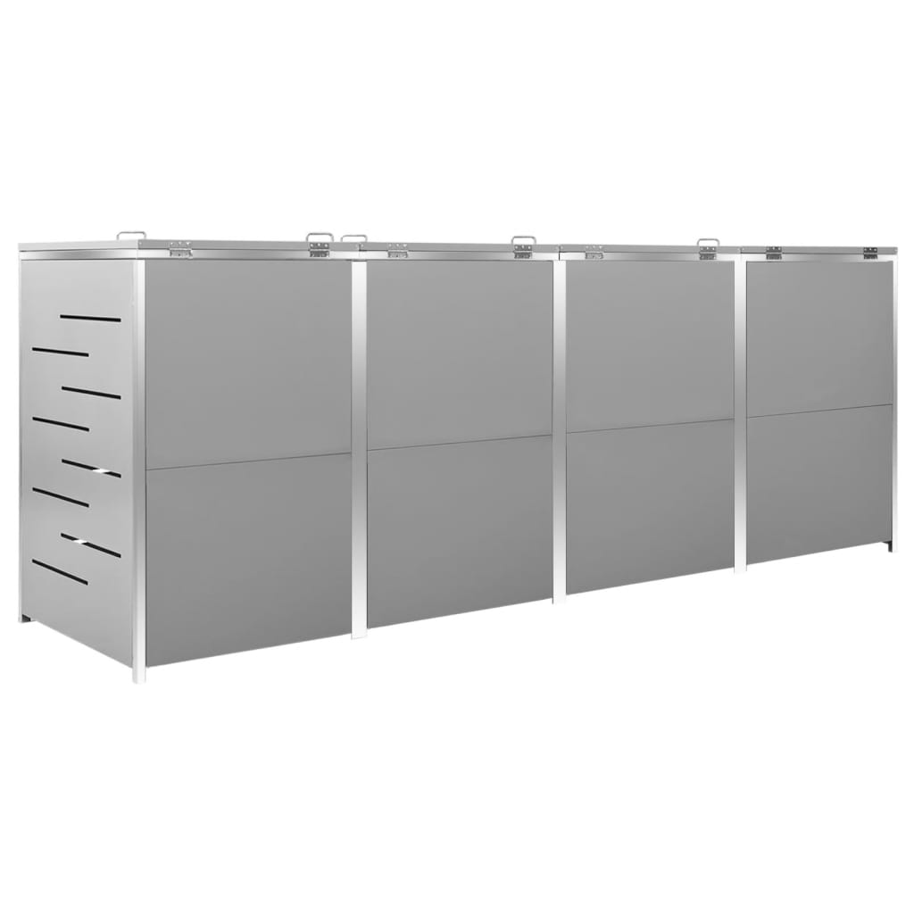 Vidaxl 4 Bin Waste Bin Cover, 276.5X77.5X112.5 Cm, Steel