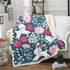 Cute Bunny Floral Blanket Pastel Flowers Soft Throw Spring Decor Kids Room Bedding Animal Print Home Textile Cozy Bedroom