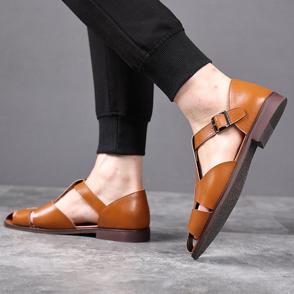 Fashion Summer Men's Fisherman Sandals High-Quality Comfortable Breathable With Cross -Buckle Toe Caps  Are Lightweight And Casual Shoes