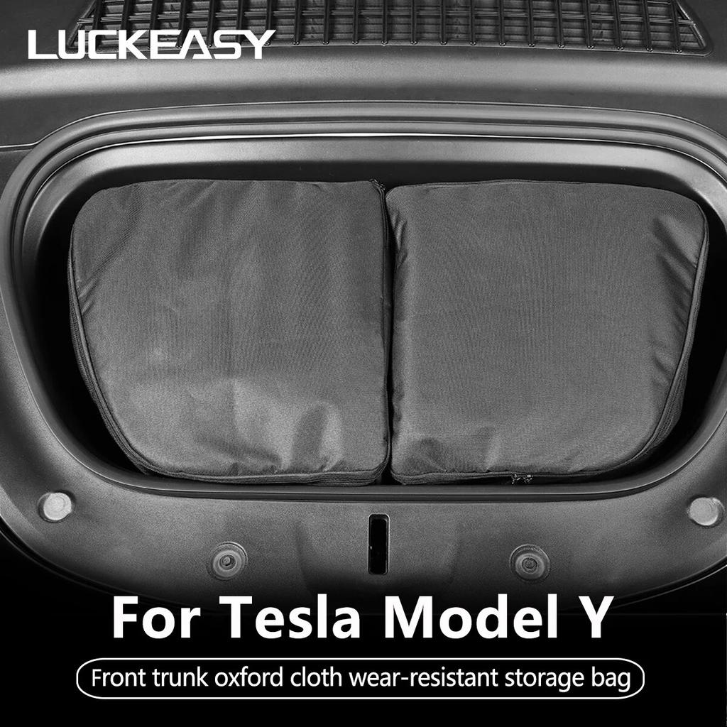 LUCKEASY For Tesla Model Y 2017-2023 Car Accessories Oxford Cloth Wear-resistant Portable Front Trunk Luggage Storage Bag