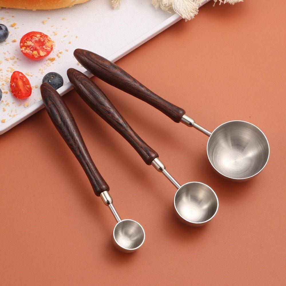 Stainless Steel Long Coffee Scoop Spoon Wood Handle Measuring Spoon Tea Scoop Spoon Kitchen Tool
