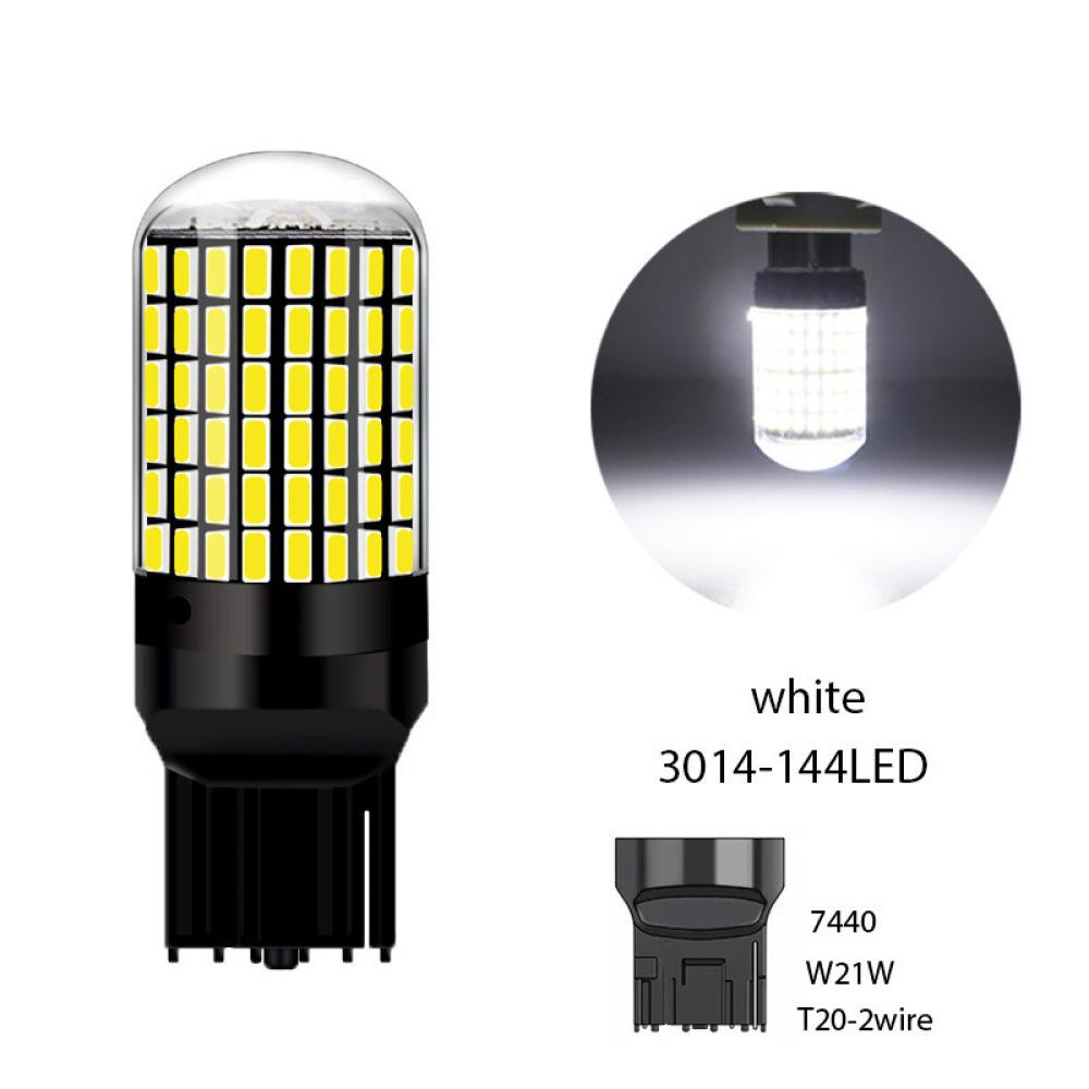 High Power LED Signal Bulb 1156 1157 7440 7443 Auto Brake Light 144SMD 3014 Decoder No Flash Error Car Tail Lamp Universal White