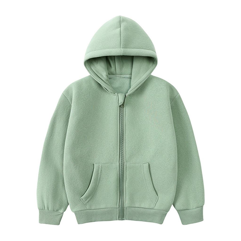 Children's Fashion Color Long Sleeved Casual Jacket Zipper Hoodie Sweatshirt Jacket