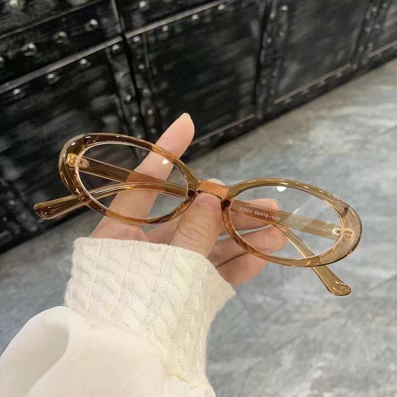 Latest Y2K Vintage Retro Oval Shape Frame Glasses Women Female Sweet Cool Eyewear Trend Reading Computer Anti Blue Rayweight Design Eyeglasses