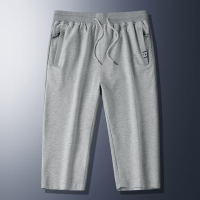 Summer Zip Pockets Sweatshorts Men Sportswear Capris Pants Breathable Cotton Short Breeches