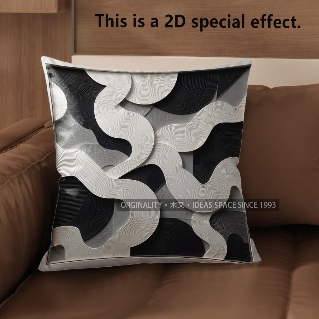 

2D Abstract Black And White Pattern Pillow Covers Pattern Cushion Cover Suitable For Sofa Bedroom Car Pillow Cover 40x40cm