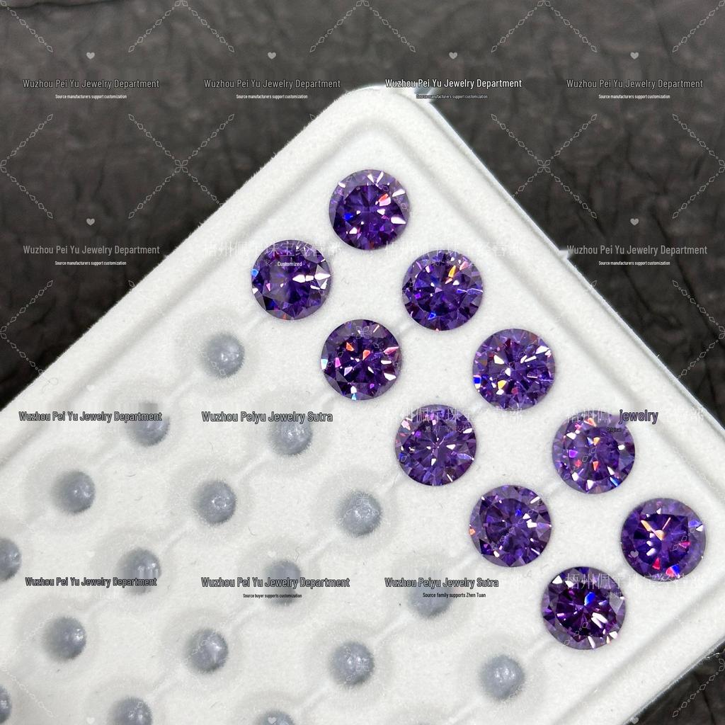 6/8mm Round Gradient Zircon Earrings: Sparkly DIY Nail Art Jewelry with Eight Hearts & Arrows Design