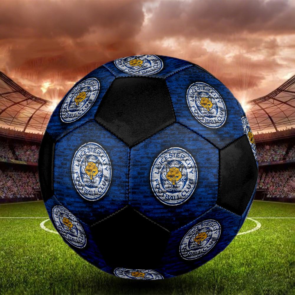 SIZE 5 Leicester City FC Soccer Ball Colorful All Ages Machine Stitched PVC Competition Ready Durable High-Bounce