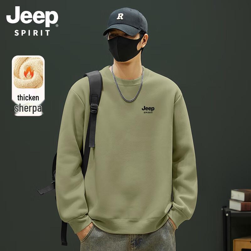 

JEEP SPIRIT Men s Winter Lamb Fleece Crewneck Sweatshirt L