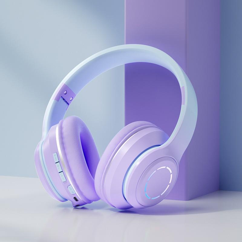 

ST99 Head-Mounted Bluetooth Earphones with Macaron Gradient and Luminous Design - HD Sound Quality фіолетовий