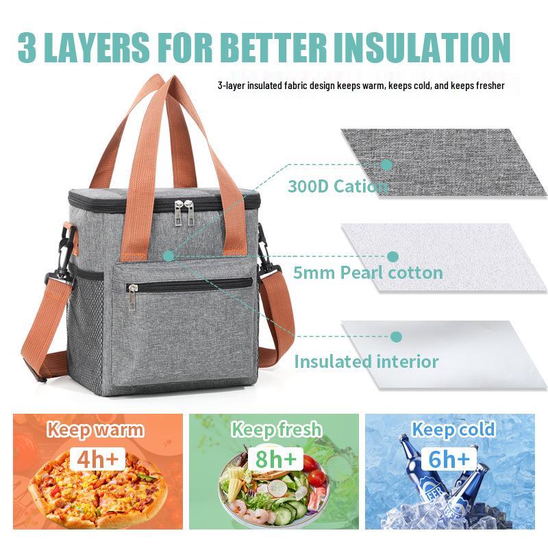 Large Capacity Insulated Crossbody Lunch Bag for Office and Picnic Use