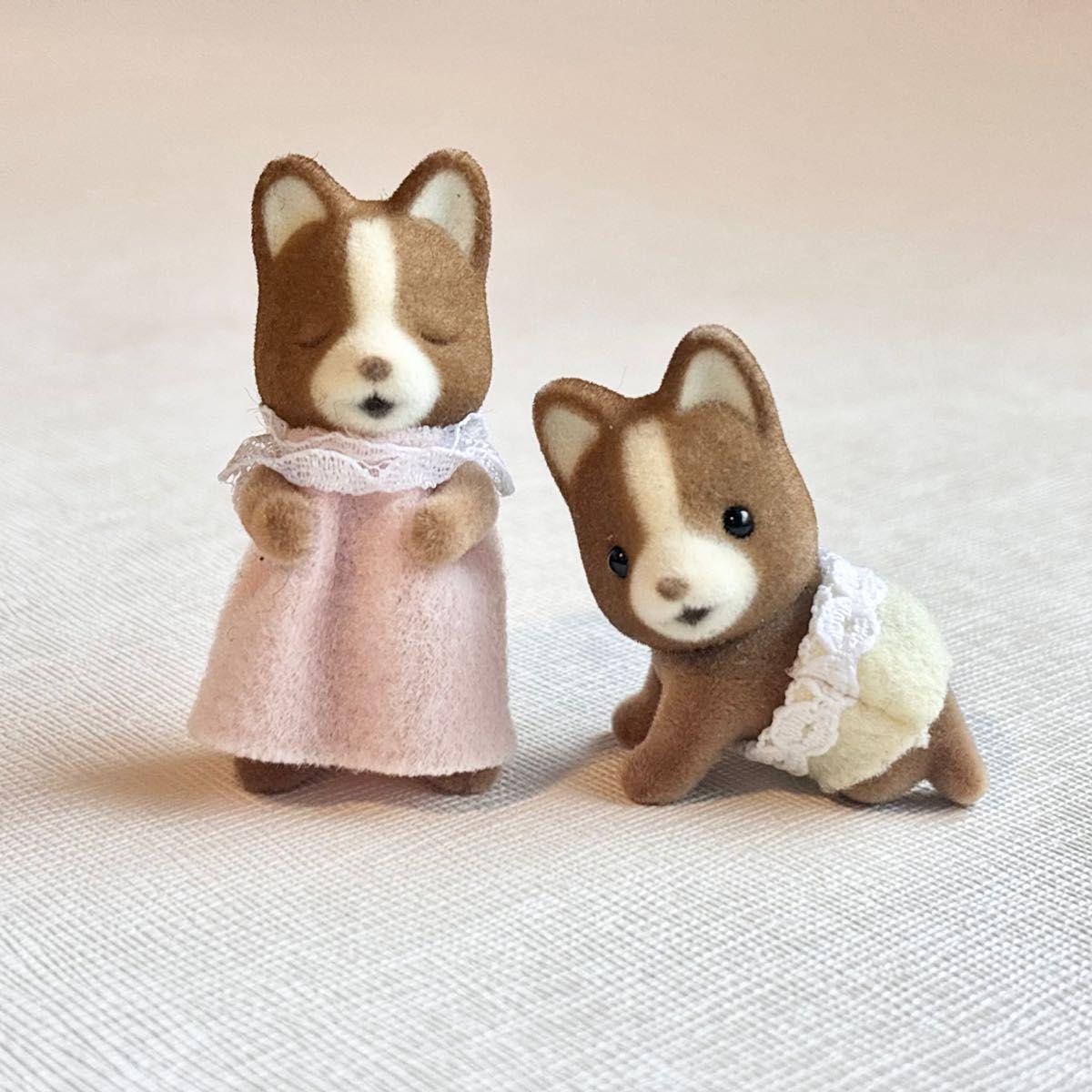 Used Sylvanian Families Maron dog twins Maron dog baby 2 piece set Nenne Maron dog family Discontinued item Rare Rare