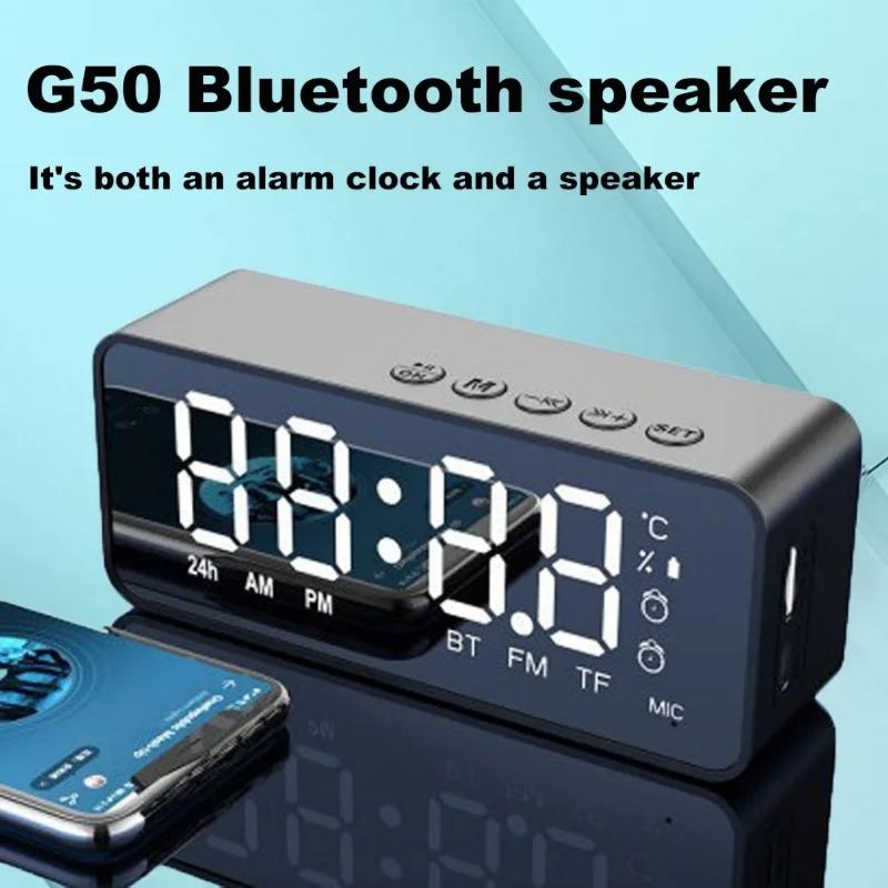 High Quality Office & Household Wireless Bluetooth Speaker with Mini Card Mirror Alarm Clock Audio Stall Receiving Voice Prompt