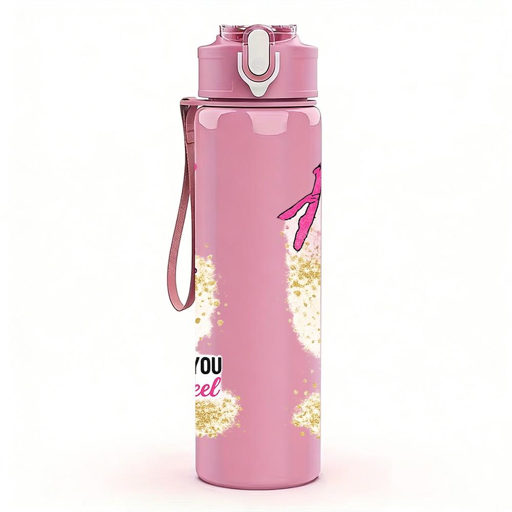 1PC Hustle Fitness Workout Girl Quote Print 750ml Color Plastic Sports Water Bottle Leakproof Flip Straw Lid Suitable for Sports Office Home Use