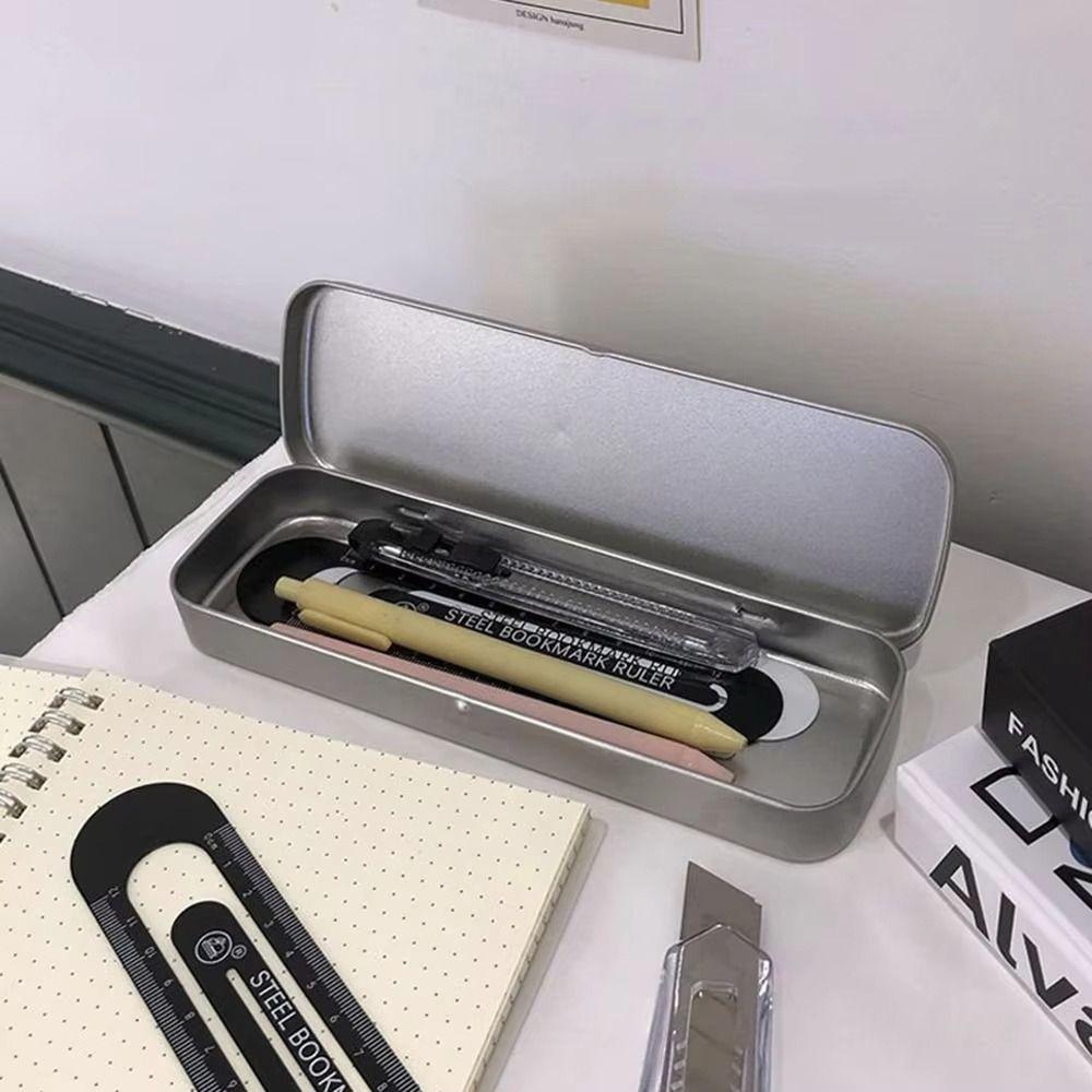 1Pcs New Rectangular Metal Pen Box Fountain Pen Spacious Pencil Case Versatile Tinplate Box