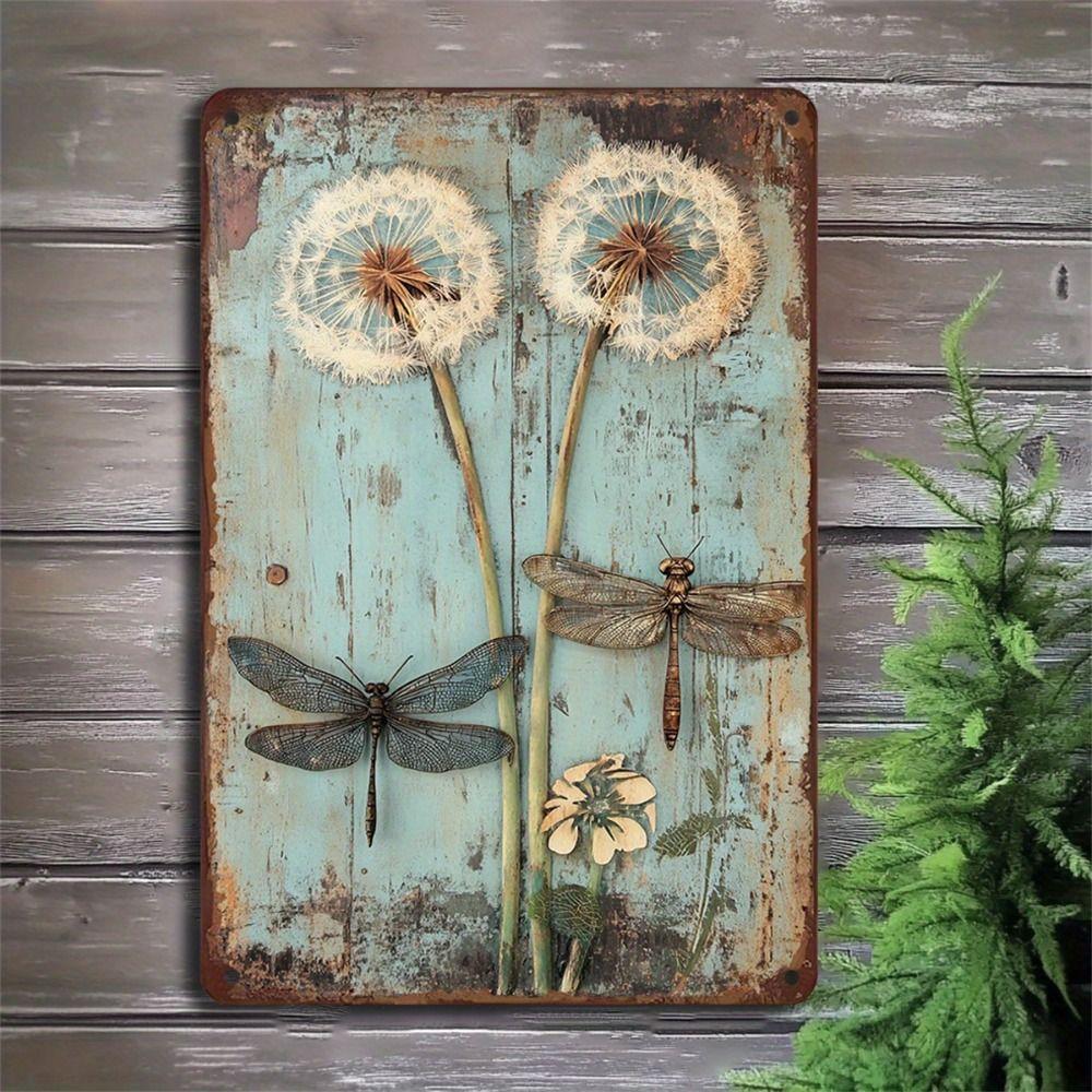 Vintage Metal Flower Wall Art Poster, 20x30cm Decorative Home Garden Sign